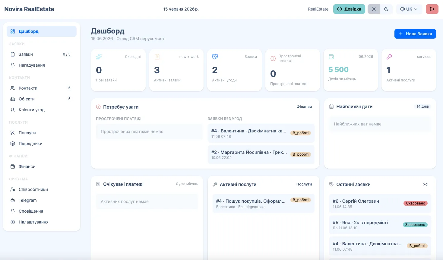 front.CRMNovira interface screenshot 22